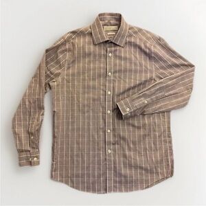 Michael Kors Mens Slim Fit Non Iron Button Up Long Sleeves Plaid Shirt Size 15.5